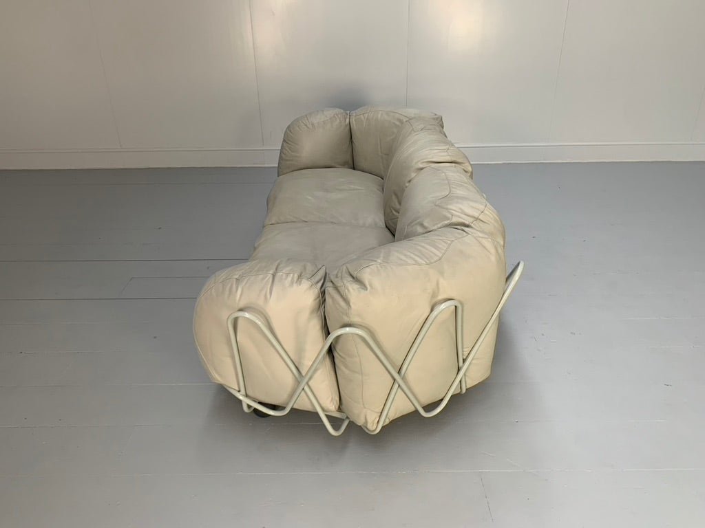 Edra Corbeille 3 - Seat Sofa - In Pale Grey Taupe Leather @ REHAUS