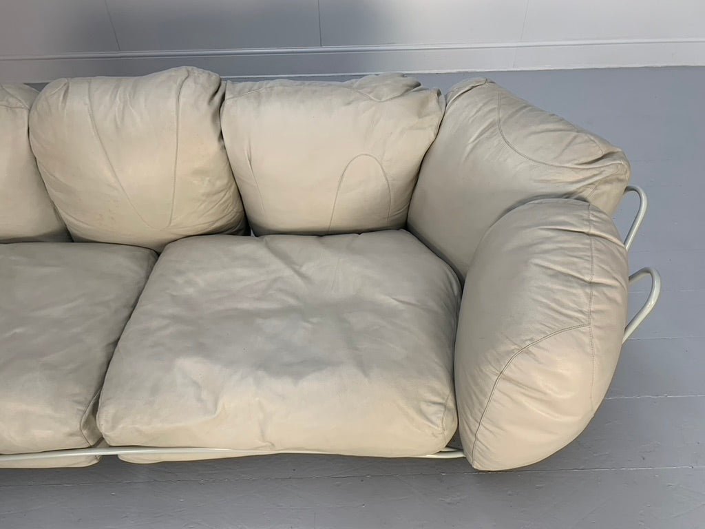 Edra Corbeille 3 - Seat Sofa - In Pale Grey Taupe Leather @ REHAUS