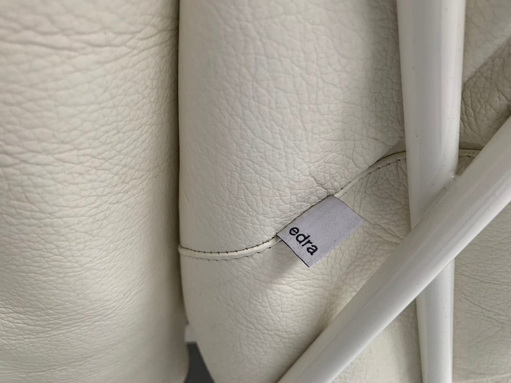 Edra Corbeille Armchair - In Ivory White Leather @ REHAUS