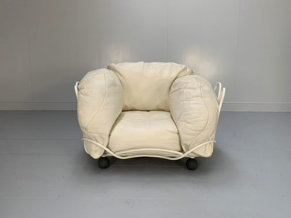 Edra Corbeille Armchair - In Ivory White Leather @ REHAUS