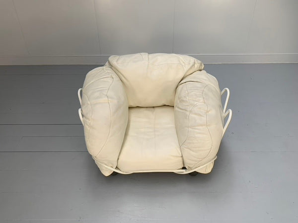 Edra Corbeille Armchair - In Ivory White Leather @ REHAUS