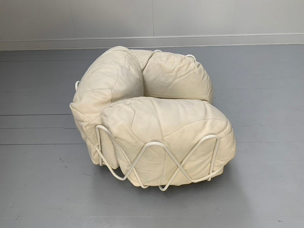 Edra Corbeille Armchair - In Ivory White Leather @ REHAUS