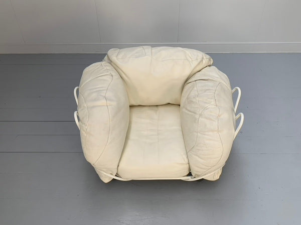 Edra Corbeille Armchair - In Ivory White Leather @ REHAUS