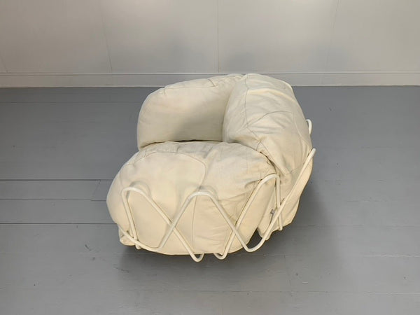 Edra Corbeille Armchair - In Ivory White Leather @ REHAUS