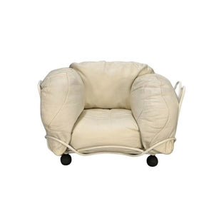 Edra Corbeille Armchair - In Ivory White Leather @ REHAUS