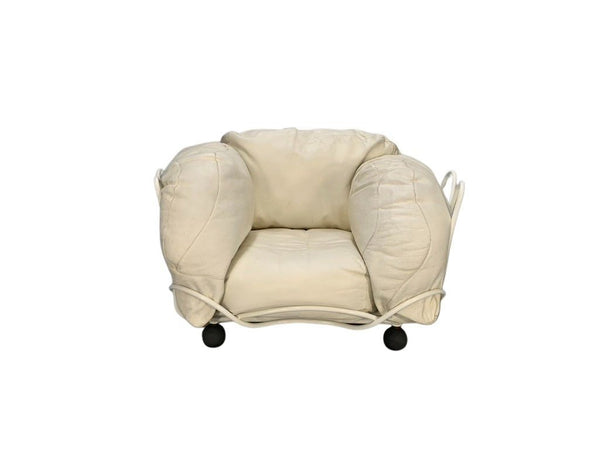 Edra Corbeille Armchair - In Ivory White Leather @ REHAUS