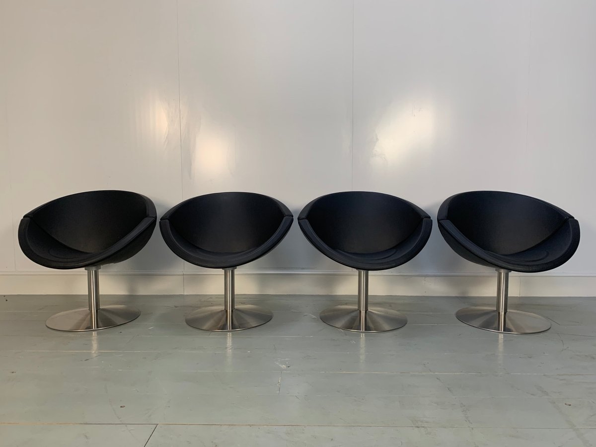 Erik Jorgensen Apollo EJ 96 Chairs in Dark Black Brown Leather, Set of 4 @ REHAUS