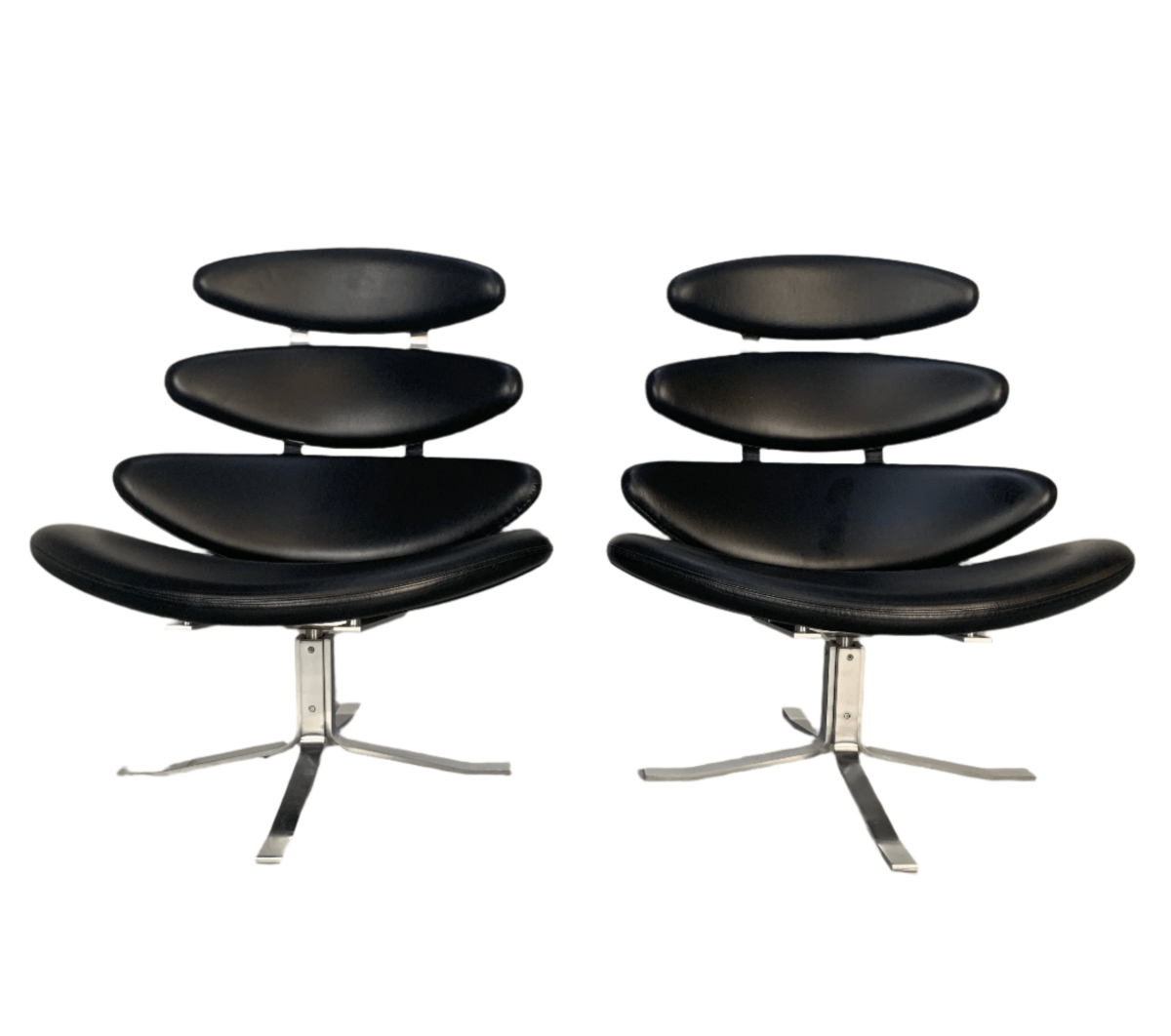 Erik Jorgensen Corona EJ5 Chairs in Black Apache Leather, Set of 2 @ REHAUS