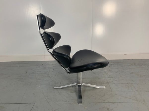 Erik Jorgensen Corona EJ5 Chairs in Black Apache Leather, Set of 2 @ REHAUS