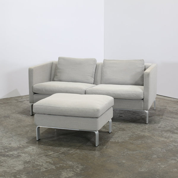 Erik Jørgensen Grey Fabric Sofa & Footstool @ REHAUS