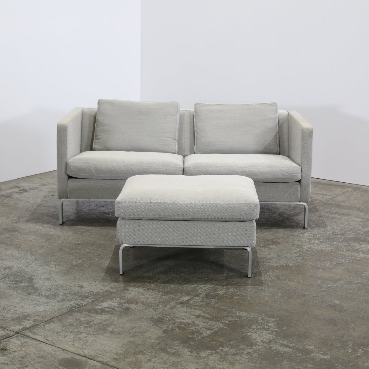 Erik Jørgensen Grey Fabric Sofa & Footstool @ REHAUS