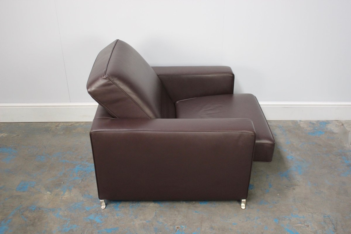 Flexform Bob Movement Armchair in Dark Brown Leather @ REHAUS