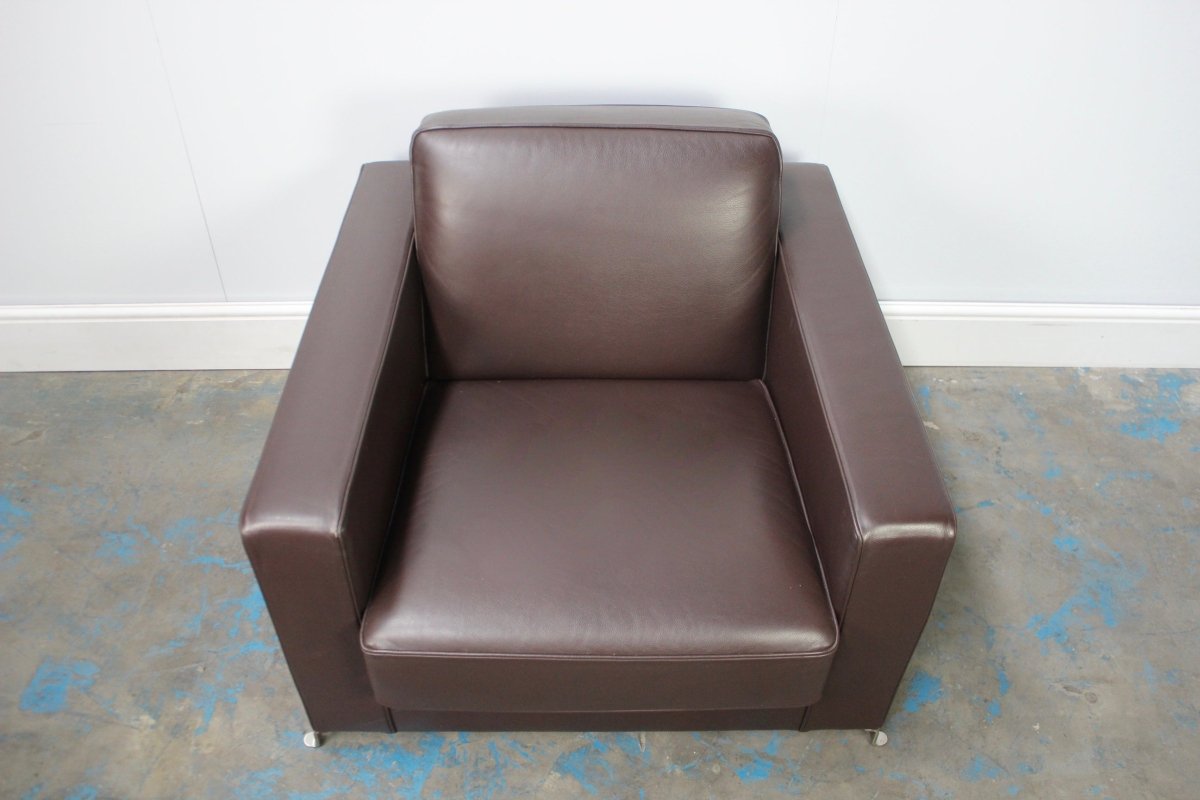 Flexform Bob Movement Armchair in Dark Brown Leather @ REHAUS