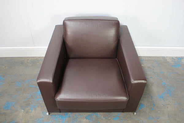 Flexform Bob Movement Armchair in Dark Brown Leather @ REHAUS