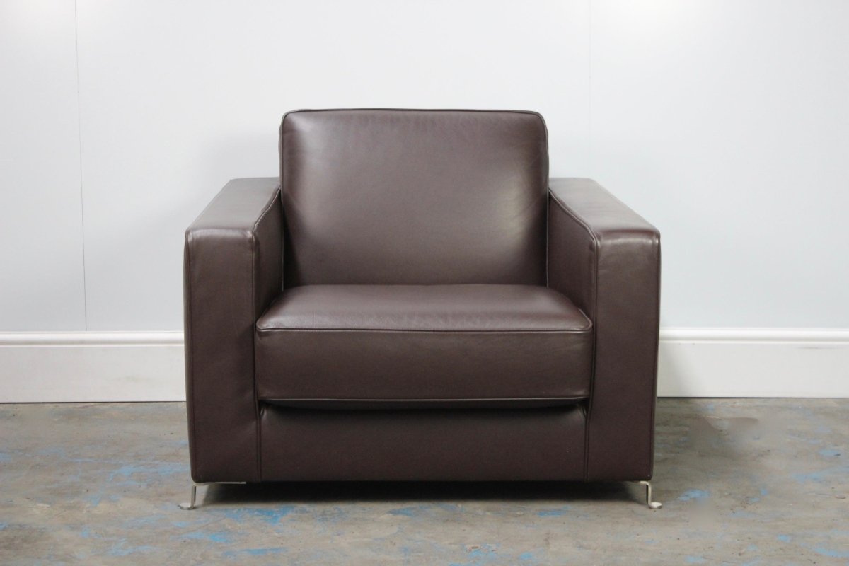 Flexform Bob Movement Armchair in Dark Brown Leather @ REHAUS