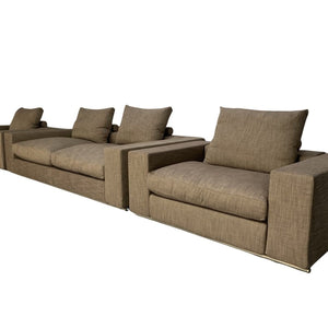 Flexform Groundpiece Sofa & 2 Armchair Suite - In Woven Linen @ REHAUS