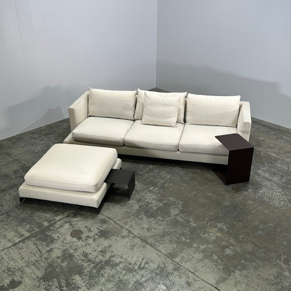 Flexform Long Island L Shaped Sofa, Ottoman and Brown Unit @ REHAUS
