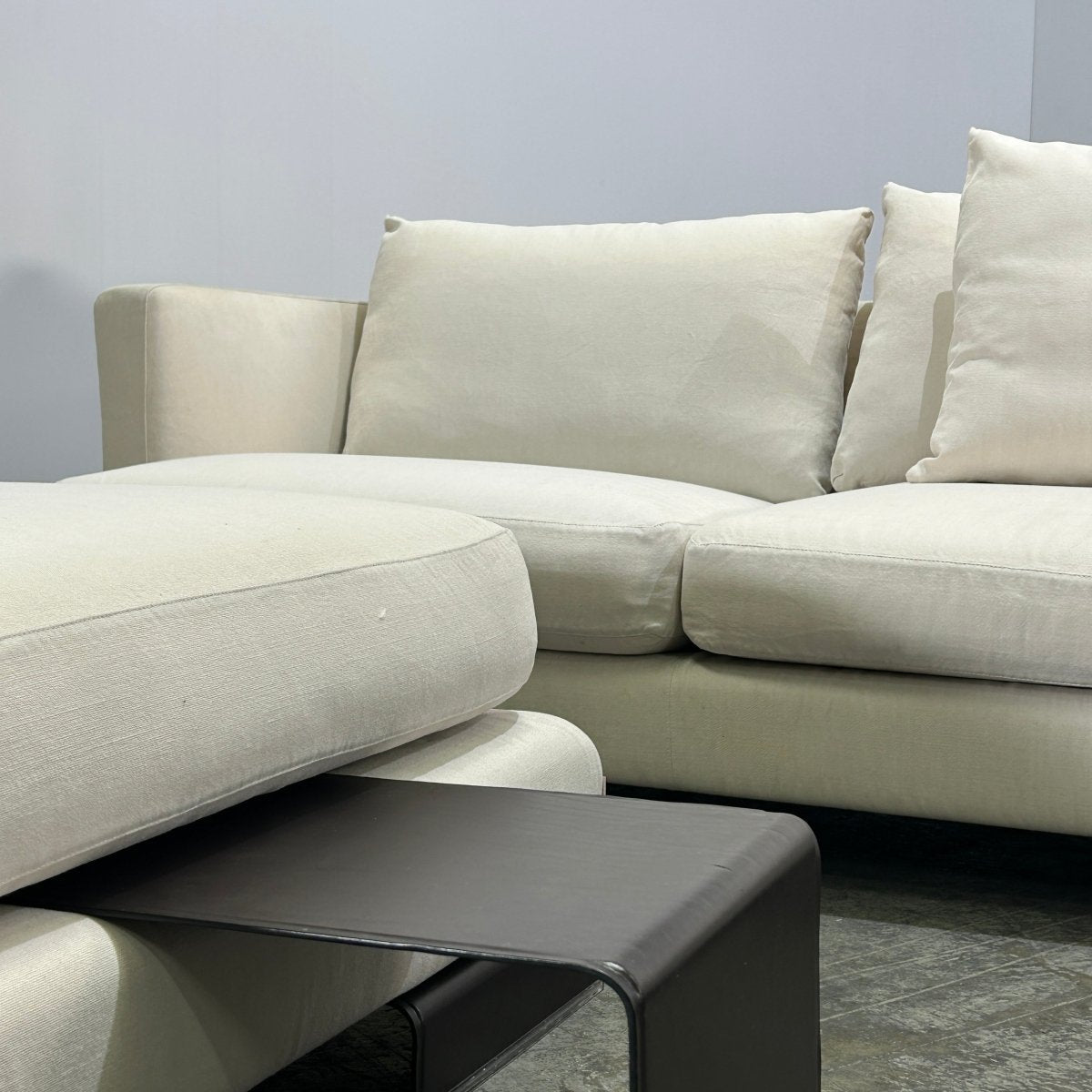 Flexform Long Island L Shaped Sofa, Ottoman and Brown Unit @ REHAUS