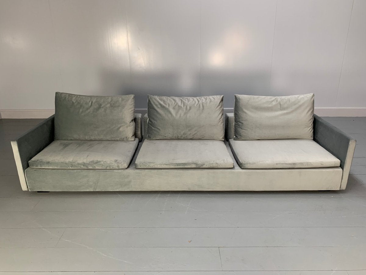Flexform Resort Sofa - in Silver Grey Velvet Fabric @ REHAUS