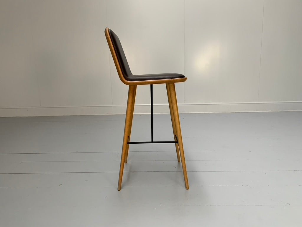 Fredericia Spine Counter Bar Stools - In Brown Leather & Oak @ REHAUS