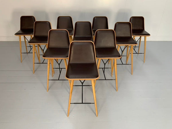 Fredericia Spine Counter Bar Stools - In Brown Leather & Oak @ REHAUS