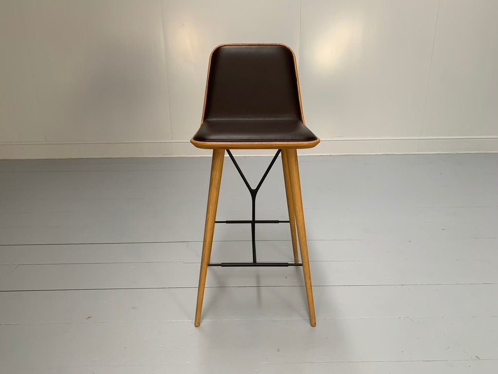 Fredericia Spine Counter Bar Stools - In Brown Leather & Oak @ REHAUS