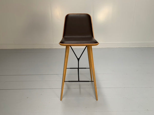 Fredericia Spine Counter Bar Stools - In Brown Leather & Oak @ REHAUS