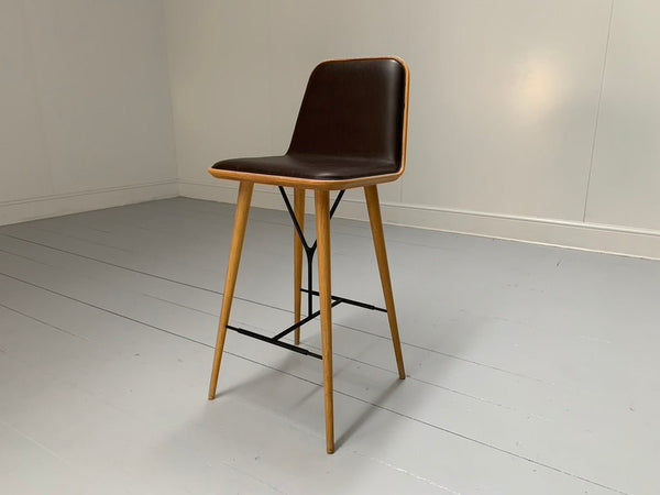 Fredericia Spine Counter Bar Stools - In Brown Leather & Oak @ REHAUS
