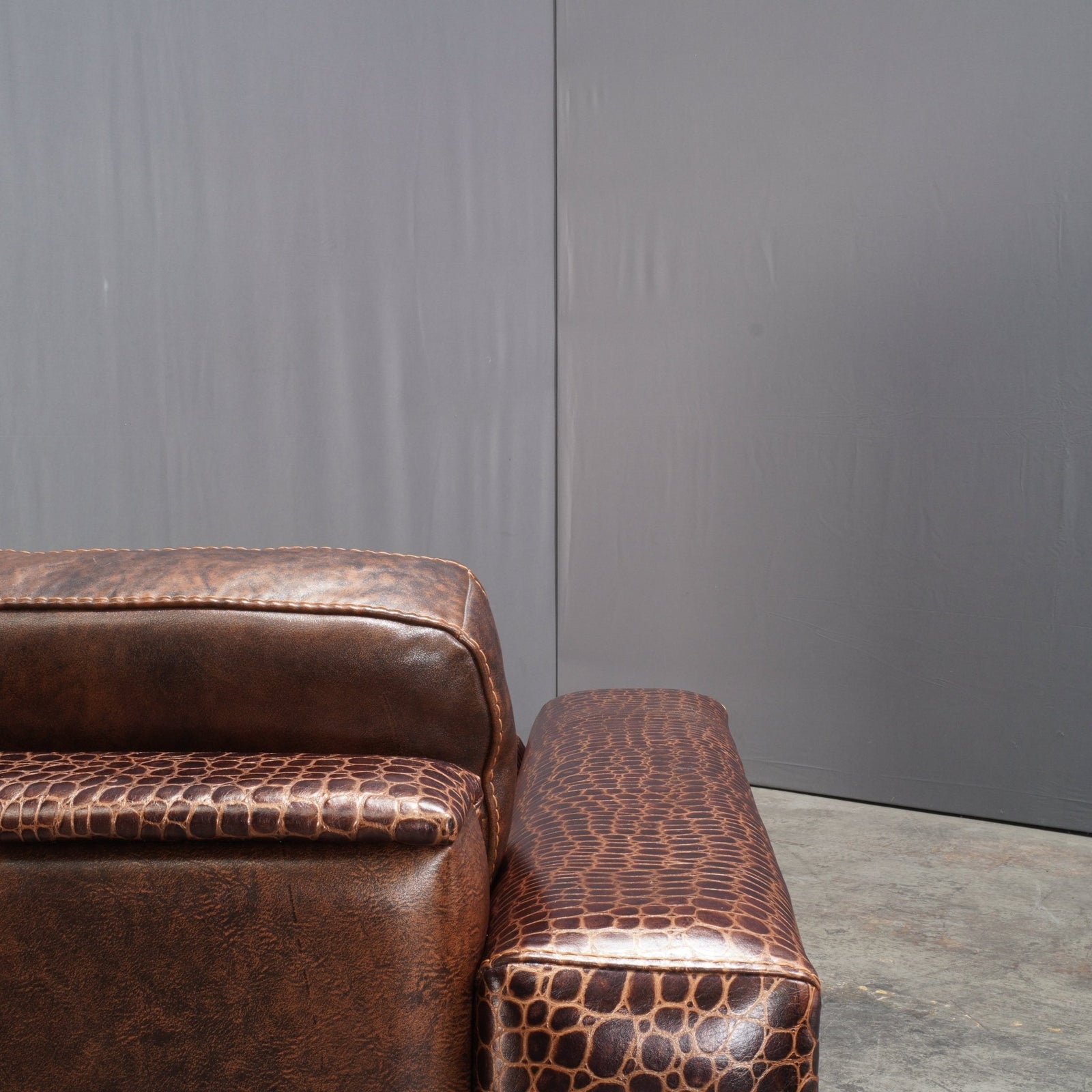 Gamma Arredamenti Brown Crocodile Leather 2 Seater Kelly Sofa @ REHAUS