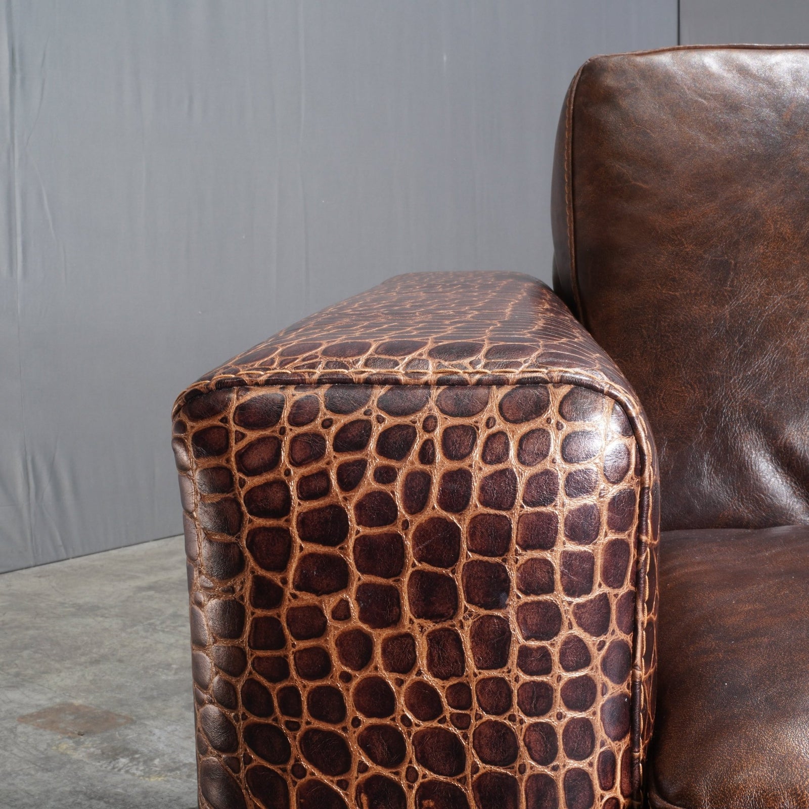 Gamma Arredamenti Brown Crocodile Leather Kelly Armchair @ REHAUS