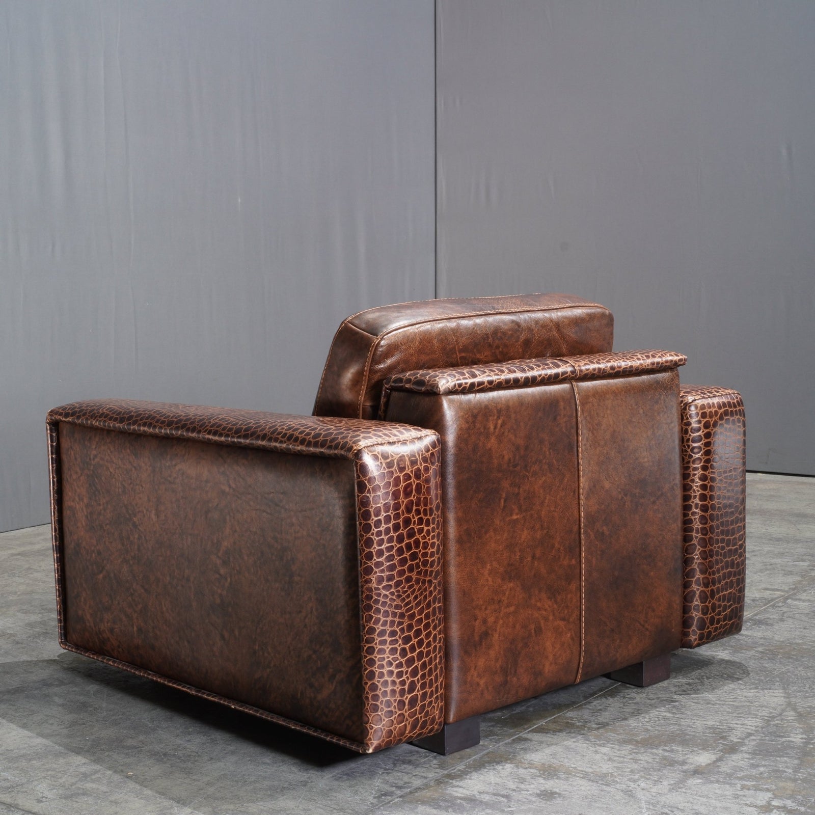 Gamma Arredamenti Brown Crocodile Leather Kelly Armchair @ REHAUS