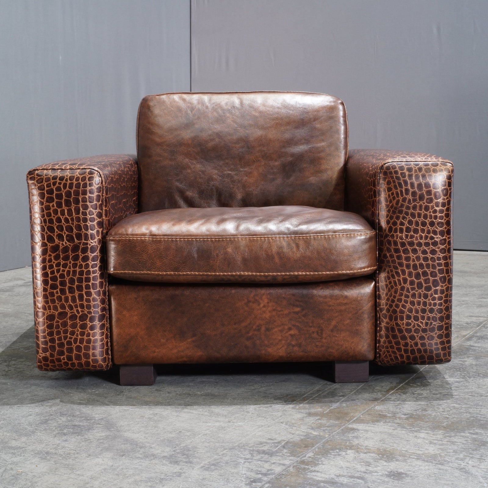 Gamma Arredamenti Brown Crocodile Leather Kelly Armchair @ REHAUS
