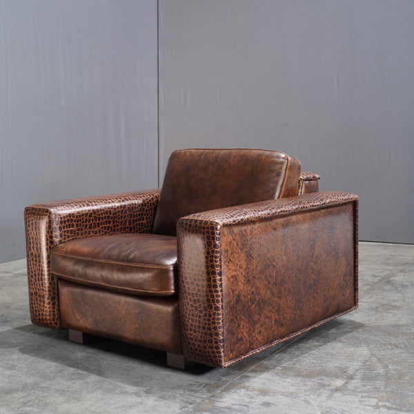 Gamma Arredamenti Brown Crocodile Leather Kelly Armchair @ REHAUS