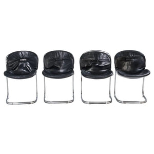 Gastone Rinaldi for RIMA Black Leather Sabrina Dining Chairs, 1970s, Set of 4 - REHAUS - Gastone Rinaldi
