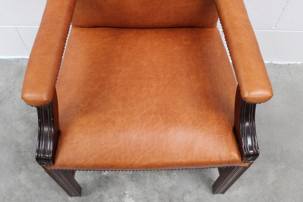George Smith Armchair - Gainsborough - Unbuttoned Armchair in Tan - Brown Leather @ REHAUS