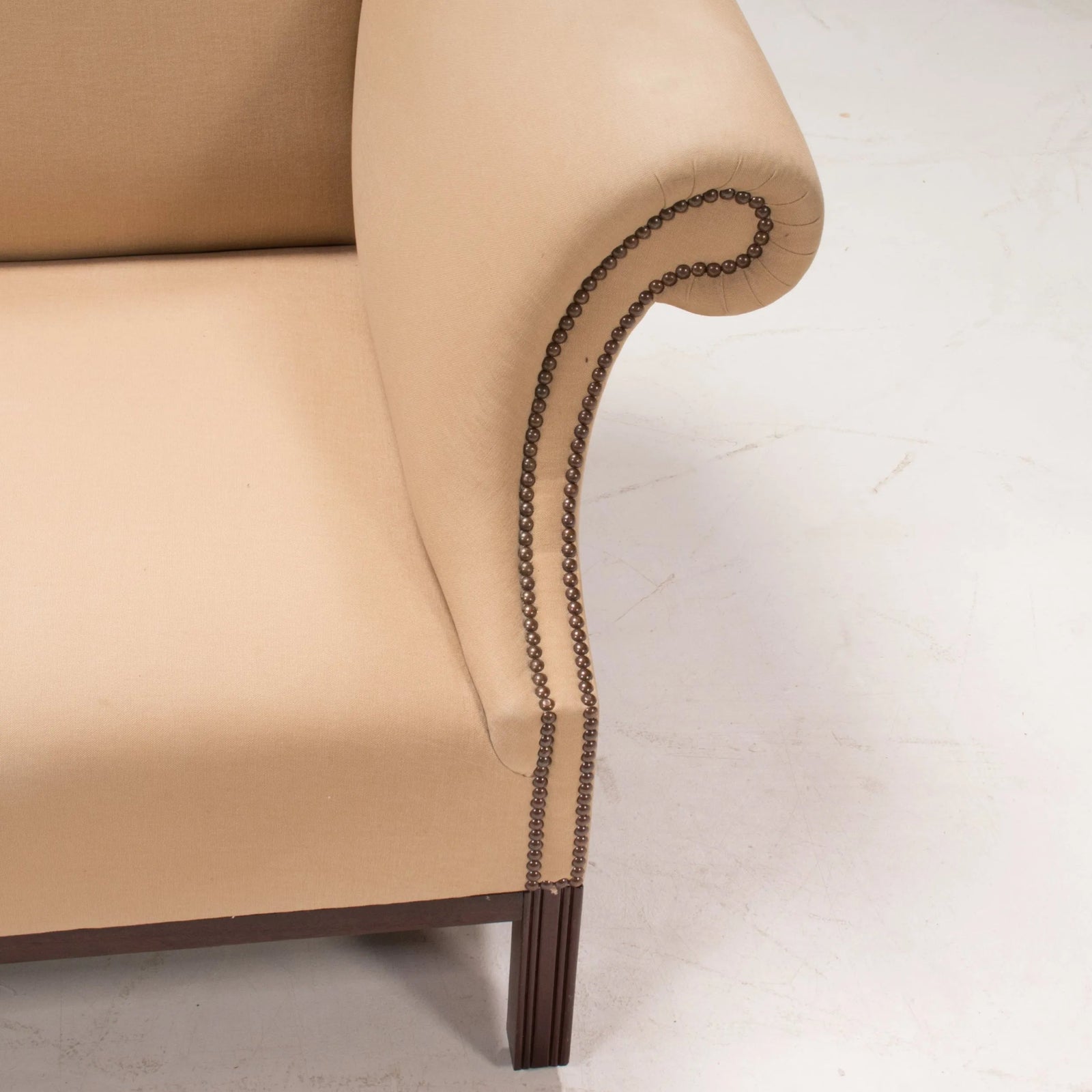 George Smith Chippendale Fixed Seat Cream Fabric Sofa, 3 Seater - REHAUS - George Smith