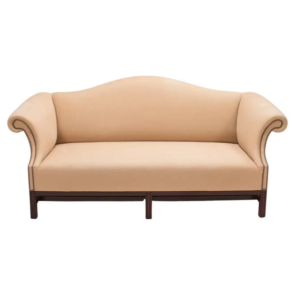 George Smith Chippendale Fixed Seat Cream Fabric Sofa, 3 Seater - REHAUS - George Smith