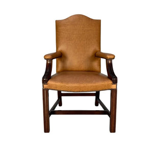 George Smith Gainsborough Unbuttoned Carver Armchair - In Tan - Brown Leather @ REHAUS