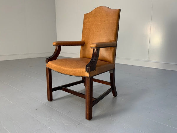 George Smith Gainsborough Unbuttoned Carver Armchair - In Tan - Brown Leather @ REHAUS