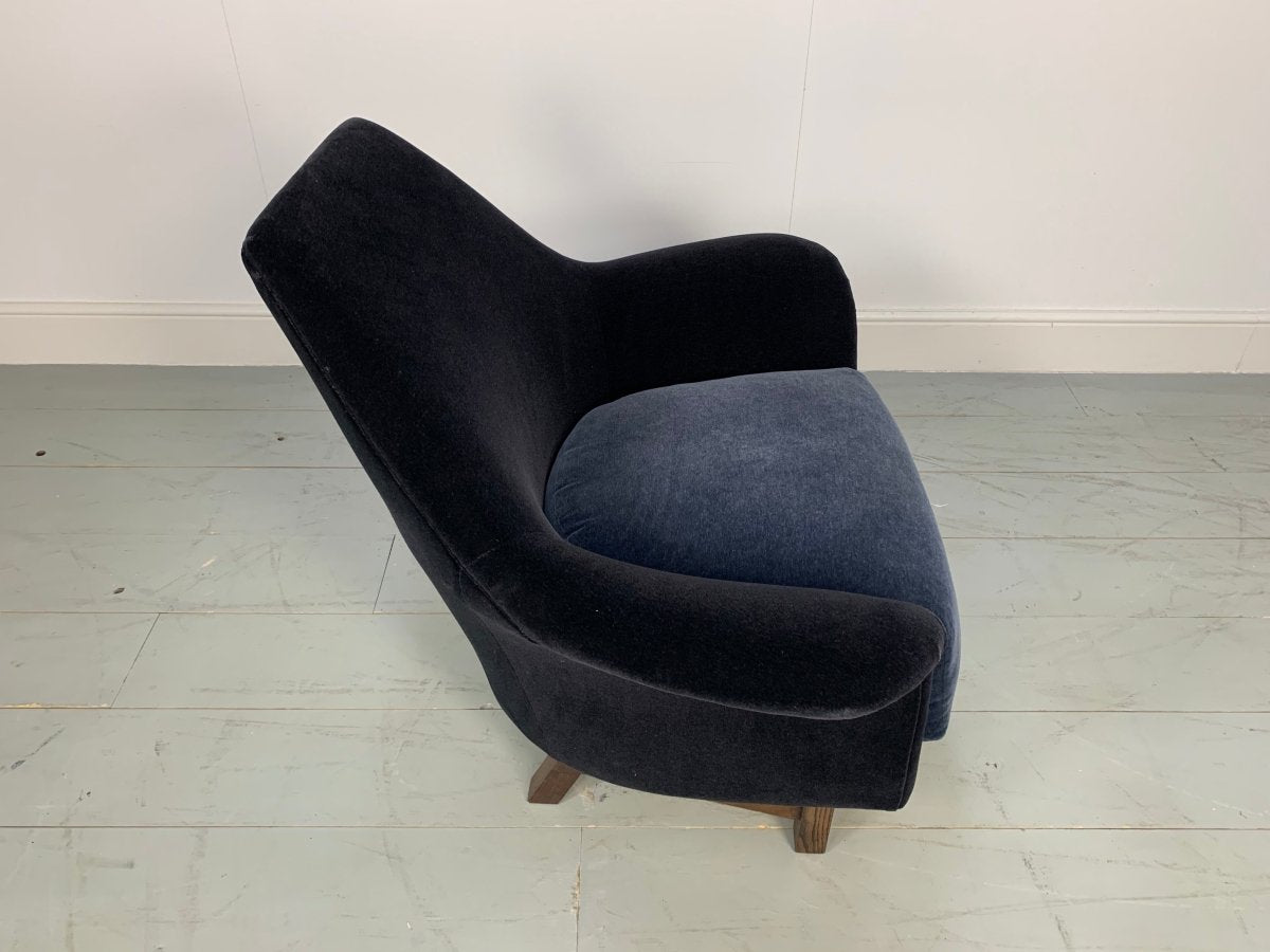 George Smith Justice Armchair by Tom Dixon in Black & Baltic Blue Mohair Velvet @ REHAUS
