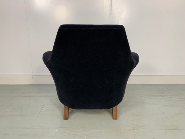 George Smith Justice Armchair by Tom Dixon in Black & Baltic Blue Mohair Velvet @ REHAUS