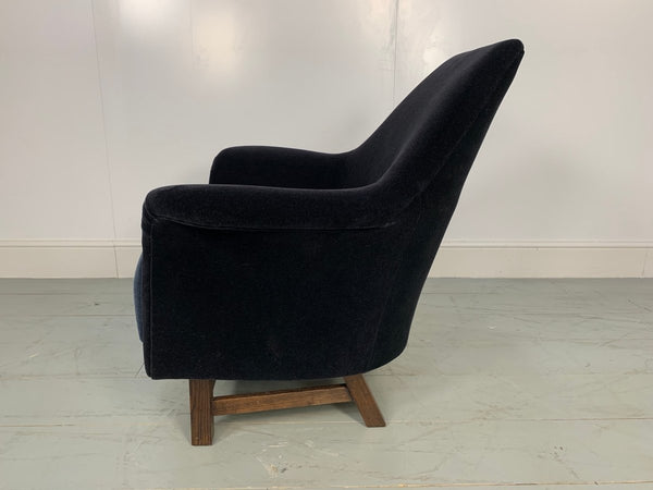 George Smith Justice Armchair by Tom Dixon in Black & Baltic Blue Mohair Velvet @ REHAUS