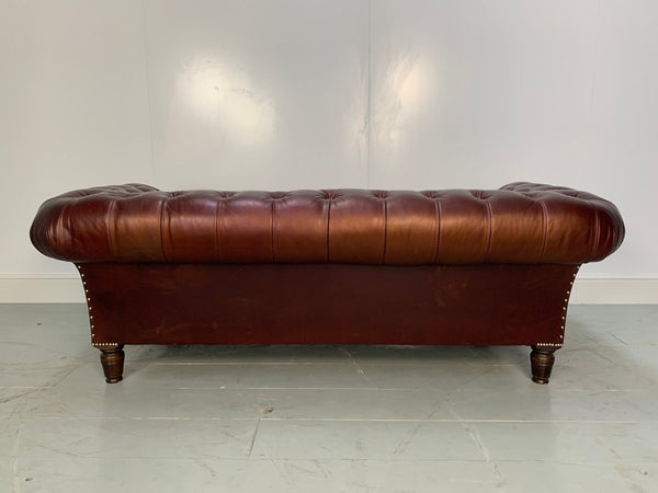 George Smith Leather Sofa - Early Victorian Chesterfield - Buttoned Sofa in Cinnamon Leather @ REHAUS