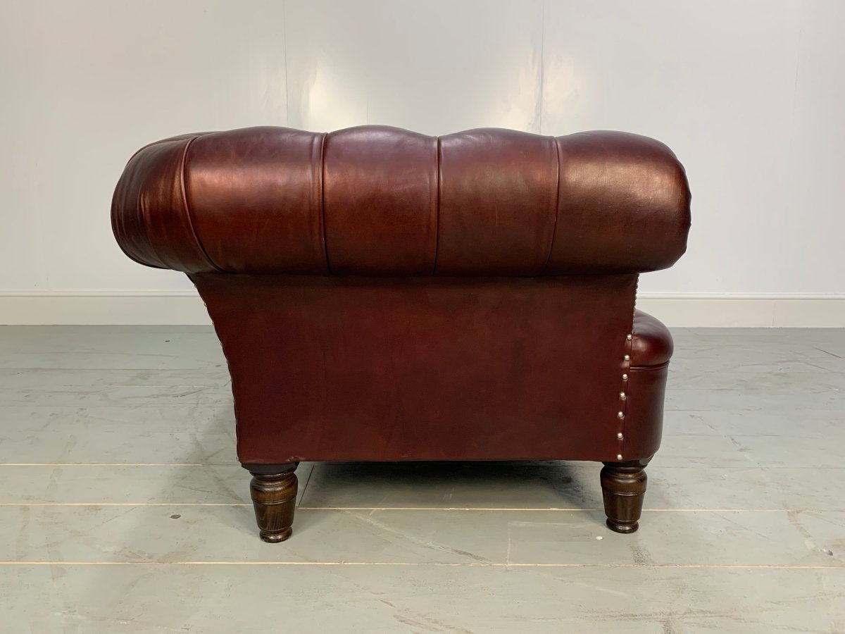 George Smith Leather Sofa - Early Victorian Chesterfield - Buttoned Sofa in Cinnamon Leather @ REHAUS
