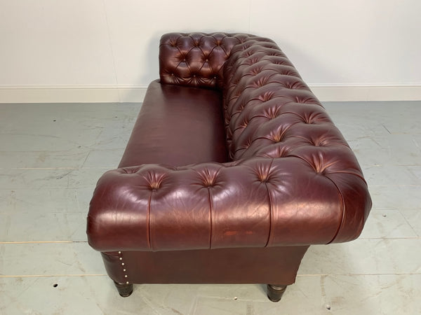 George Smith Leather Sofa - Early Victorian Chesterfield - Buttoned Sofa in Cinnamon Leather @ REHAUS