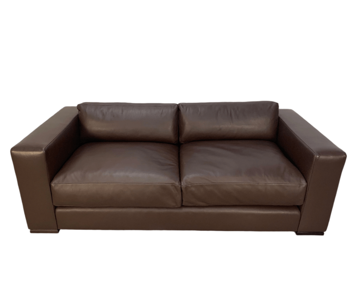 George Smith Leather Sofa - Signature Square - Large 2.5 - Seat Sofa in Brown Leather @ REHAUS