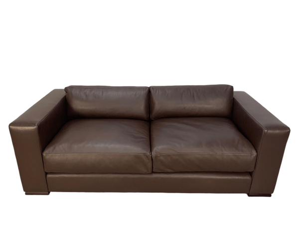 George Smith Leather Sofa - Signature Square - Large 2.5 - Seat Sofa in Brown Leather @ REHAUS