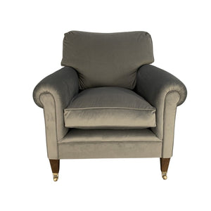 George Smith Signature Armchair - In Pale Grey Ralph Lauren Velvet @ REHAUS