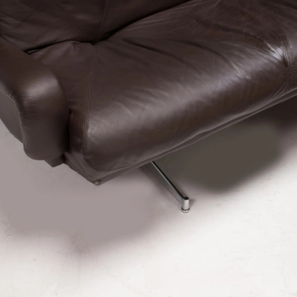 Howard Keith Vintage Brown Leather Sofa & Footstool - REHAUS - Howard Keith