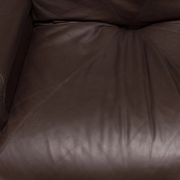 Howard Keith Vintage Brown Leather Sofa & Footstool - REHAUS - Howard Keith